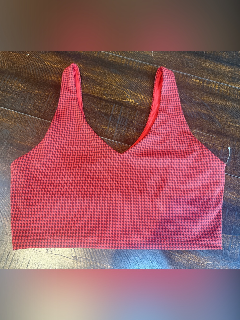 aerie Red Houndstooth Longline Lounge Bra